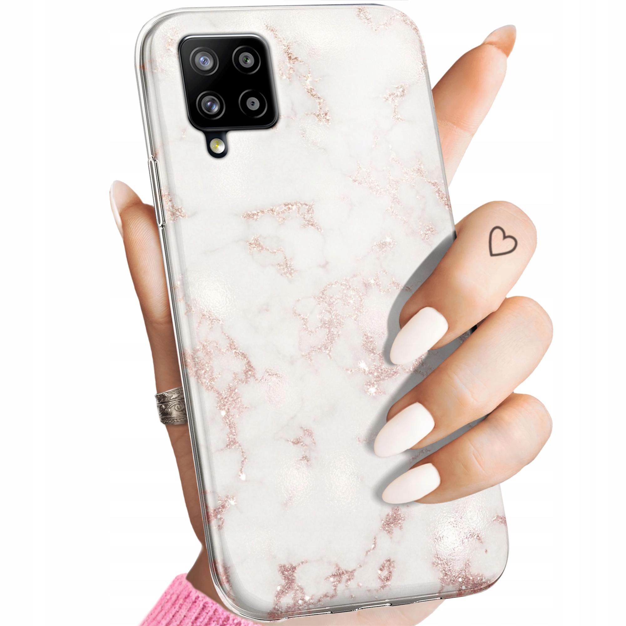 Etui Do Samsung A42 5G Białe Kamień Kształty Obudowa Pokrowiec Case