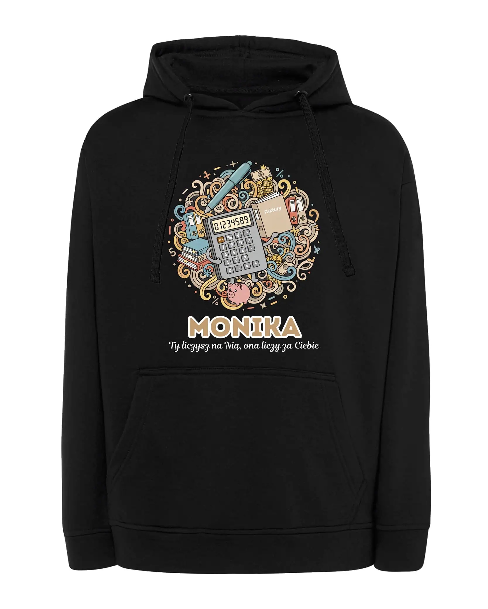 Mikina s kapucí Účetní Personalizovaná Ilustrační Černá XL
