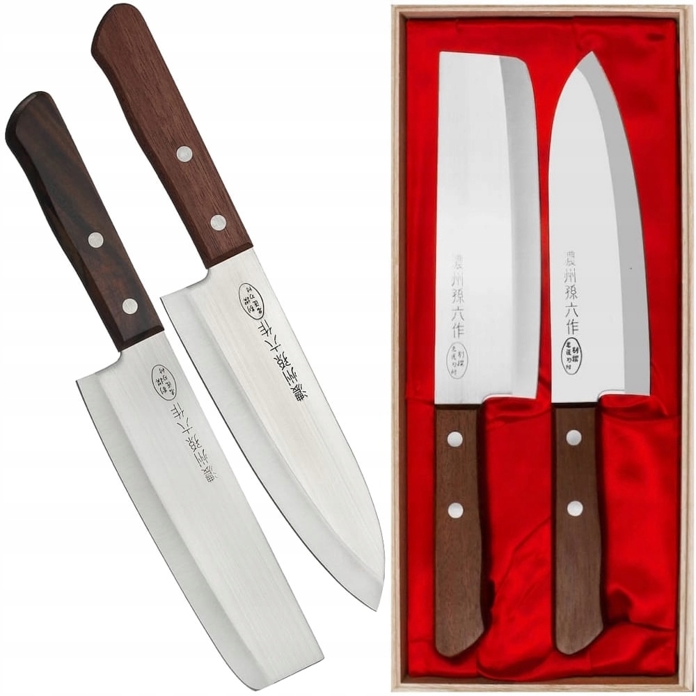 Satake Tomoko 420J2 Japonský set nožov Santoku 17 cm a Nakiri 16 cm v puzdre