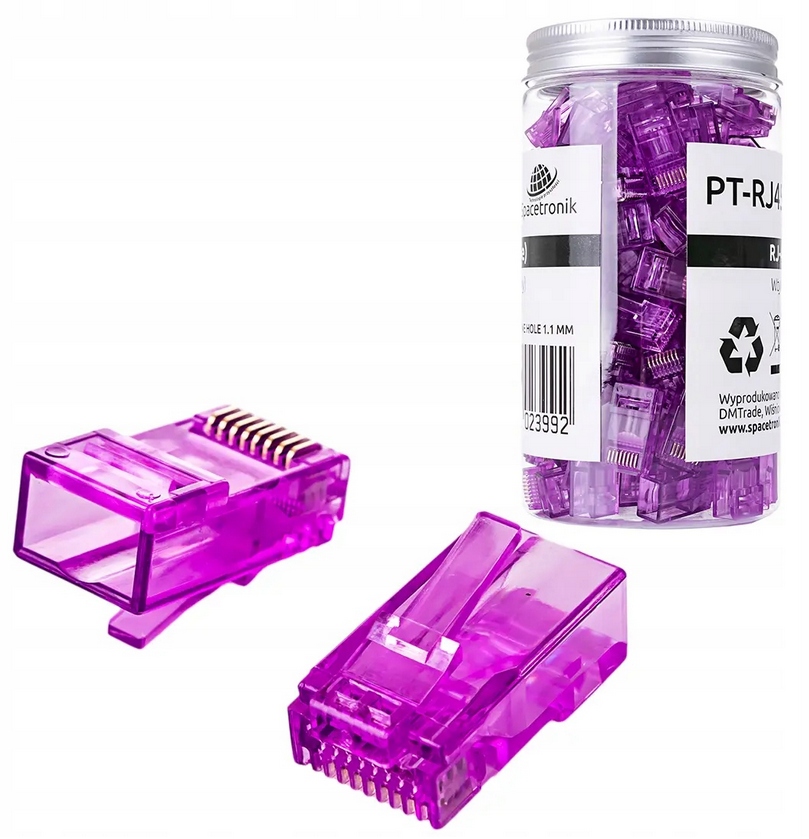 100x Wtyki Złącza w Pudełku LAN RJ45 do Zaciskarki Przelotowej Pass Through