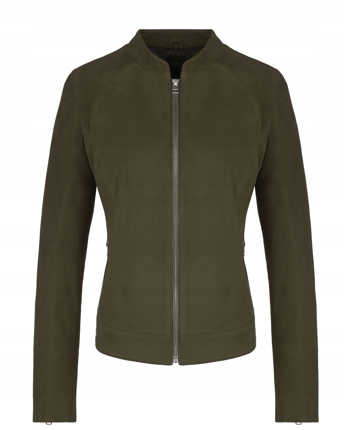 Dámská Semišová Kožená Bunda Clara – Tmavě Zeleň XXL/44