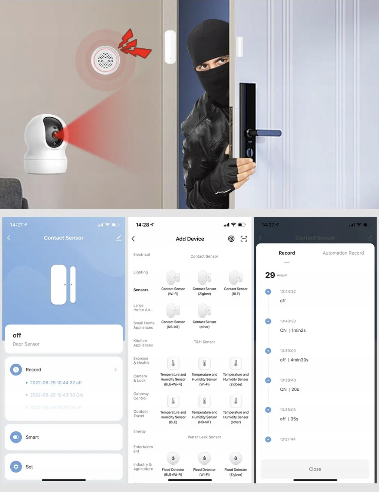 Czujnik wejścia Tuya łączność z wifi temperatura pracy poniżej 0°C Komunikacja WiFi