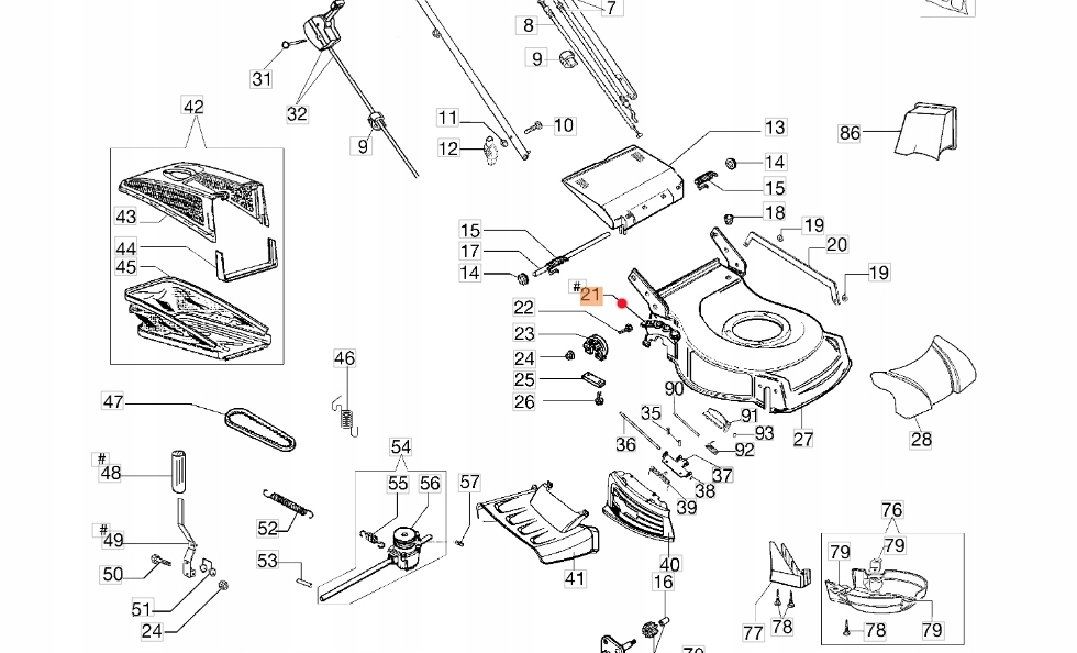 Grzebień dźwigni regulacji wysokości koszenia kosiarki Oleo-Mac (66070291R) Marka Oleo-Mac