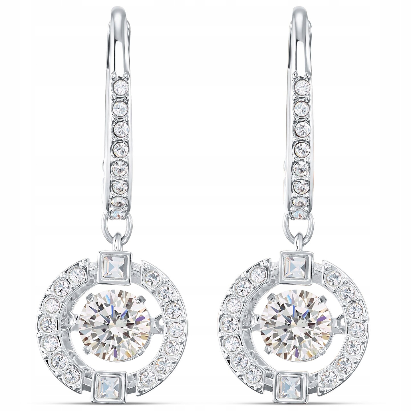 Náušnice Swarovski Sparkling Dance Závěsná kolečka Křišťál bílá Ocel
