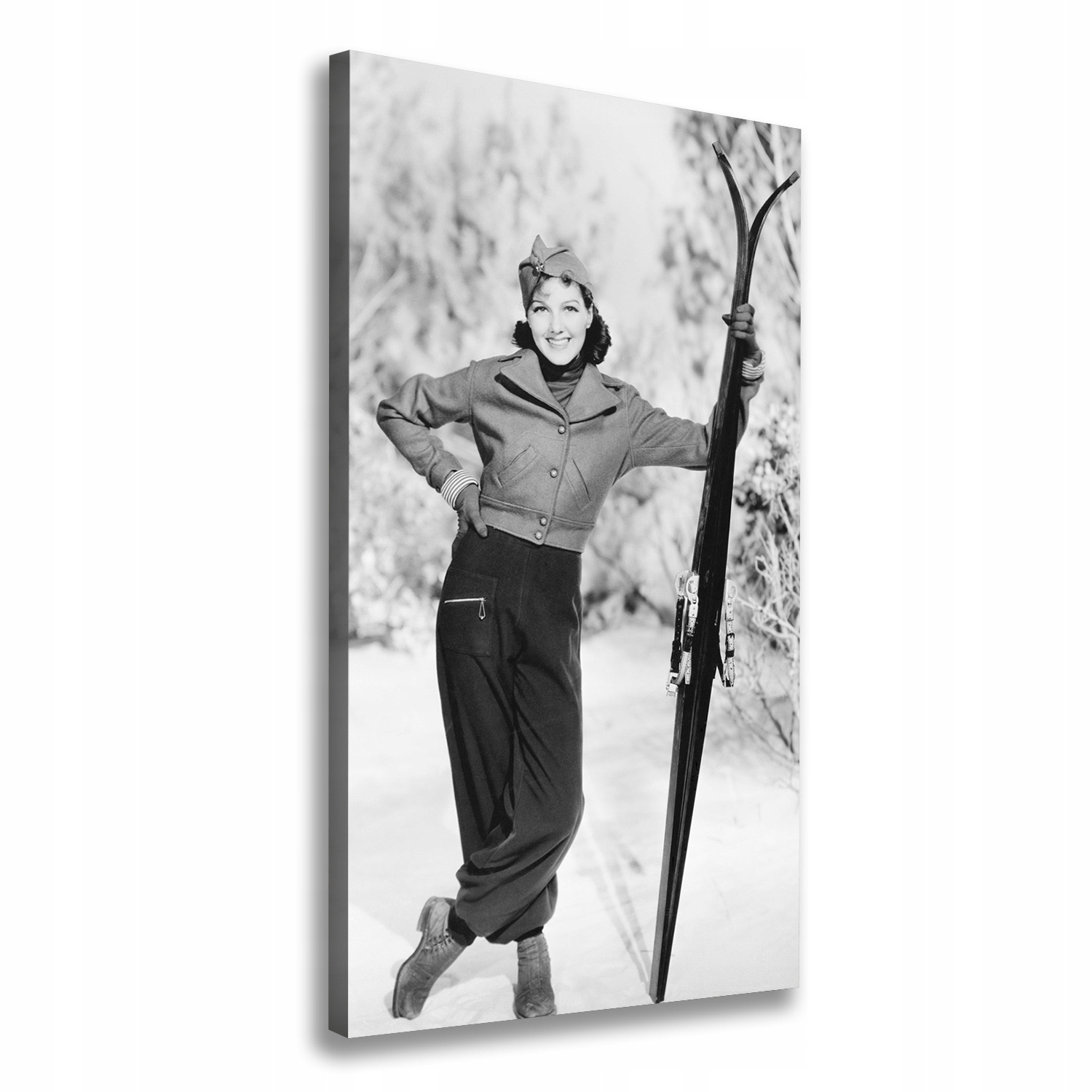 

Foto obraz na płótnie Kobieta z nartami 70x140 cm