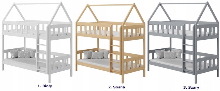 ŁÓŻKO PIĘTROWE DZIECIĘCE SKANDYNAWSKIE 2 MATERACE Kolekcja Elior