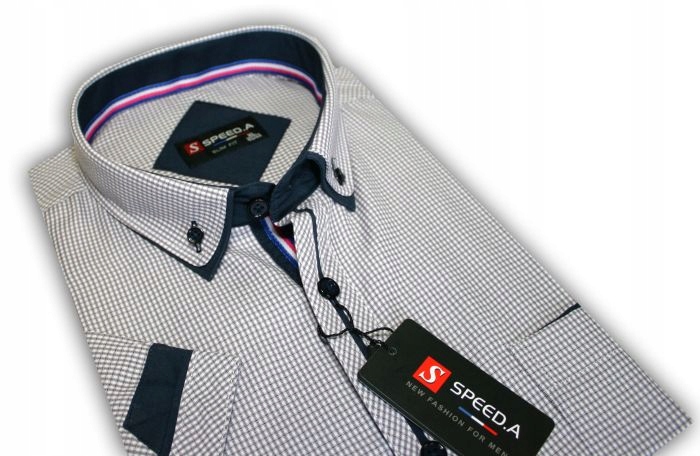 

uf5 Koszula męska Kr Kratka Szara slim 40/41