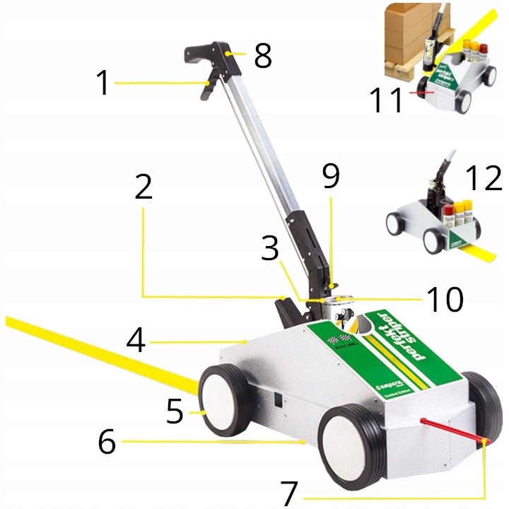 WÓZEK DO MALOWANIA LINII ZNAKOWANIA PASÓW 3-10cm AMPERE PERFEKT STRIPER Kod producenta traffic mix + wózek