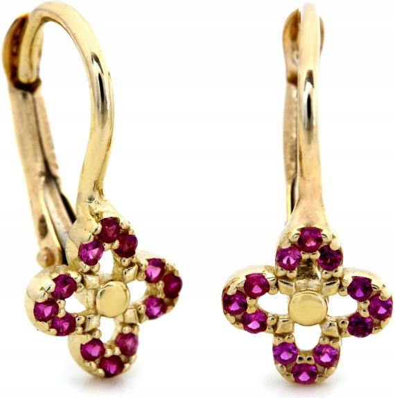 Zlaté náušnice 585 růžové květy 14kt pro módní ženu 14k