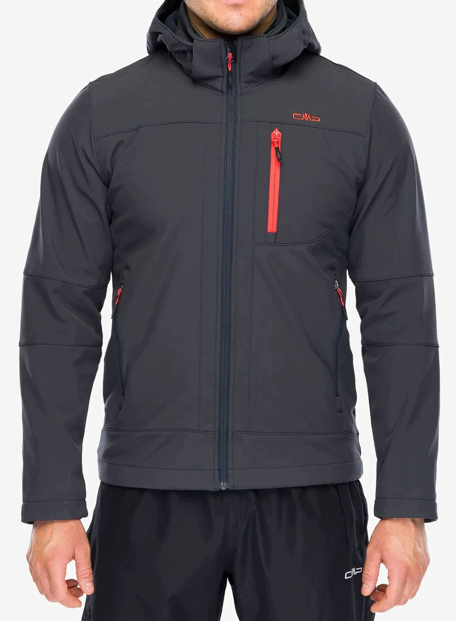 Softshell męski Cmp Vivo Jacket Zip Hood antracite/orange 50 (L)