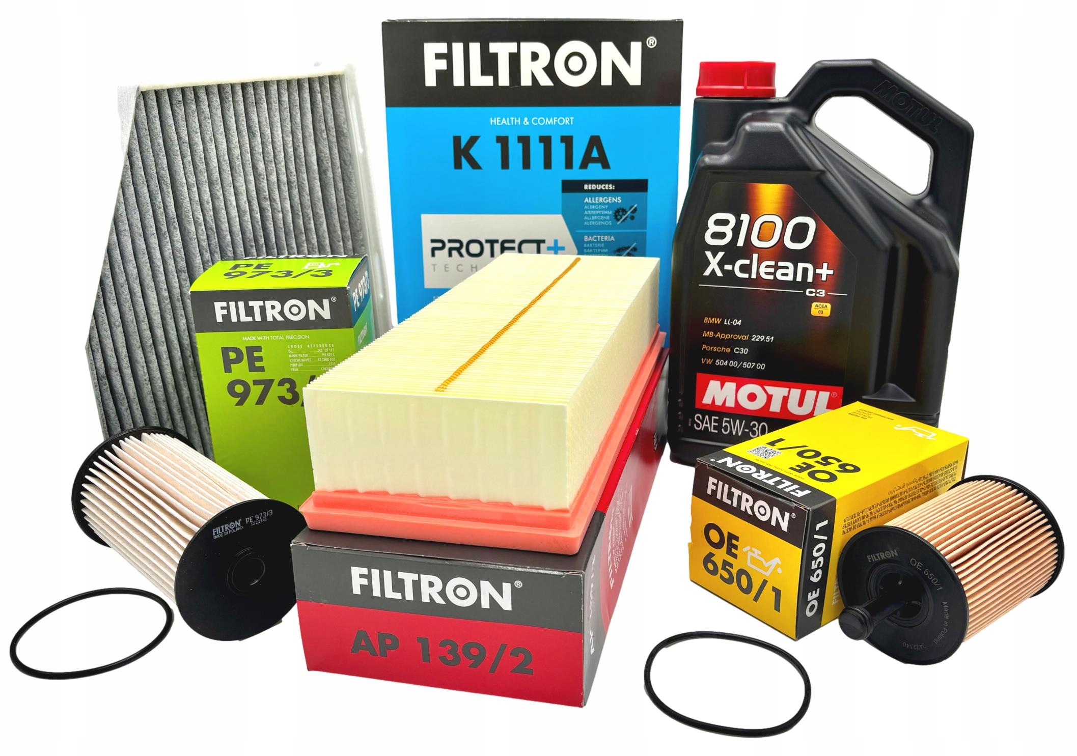 Filtron Sada Olejových Filtrů Motul 5V30 5L Golf V Passat B6 B7 1.9 2.0 Tdi