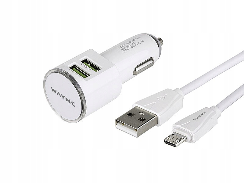 Wayme Ładowarka 12/24V 2x Usb 3.4A kabel z wtyczką micro Usb