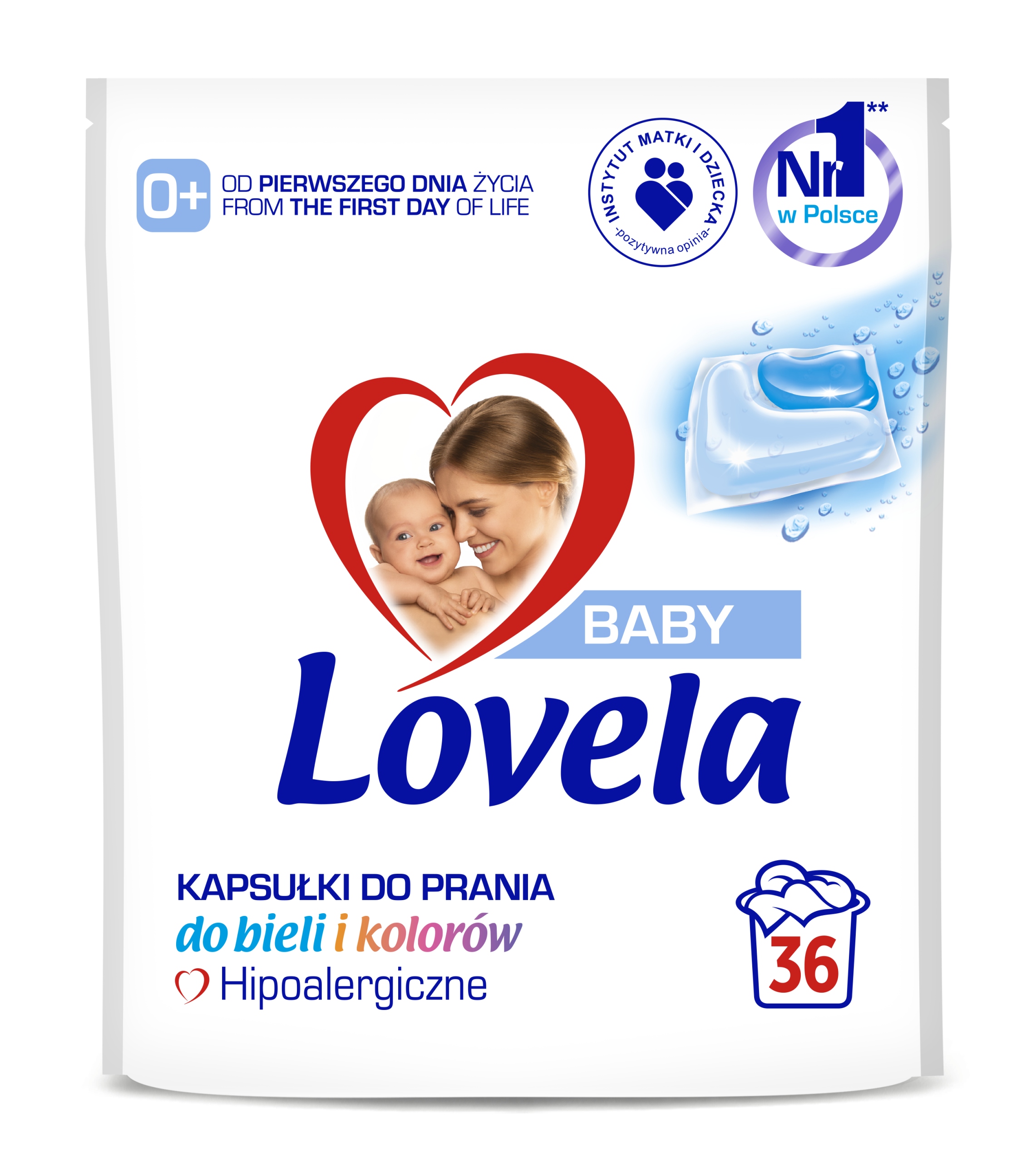 Levně Lovela Baby hypoalergenní kapsle na praní dětského prádla bílé a barevné 36 Ks