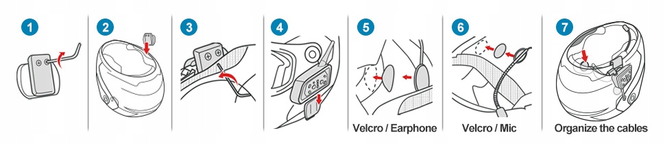 2X INTERKOM MOTOCYKLOWY FM 1200M 4 OSOBY BLUETOOTH 5.0 SŁUCHAWKI NA KASK Dodatkowe elementy zestawu kabel USB ładowarka
