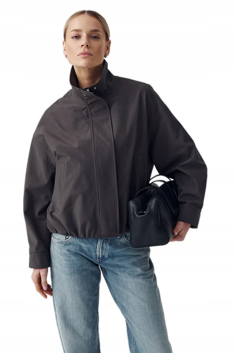 Dámská Jarní Bunda Šedohnědá, Lehká, Volná, Oversize, Janbor M