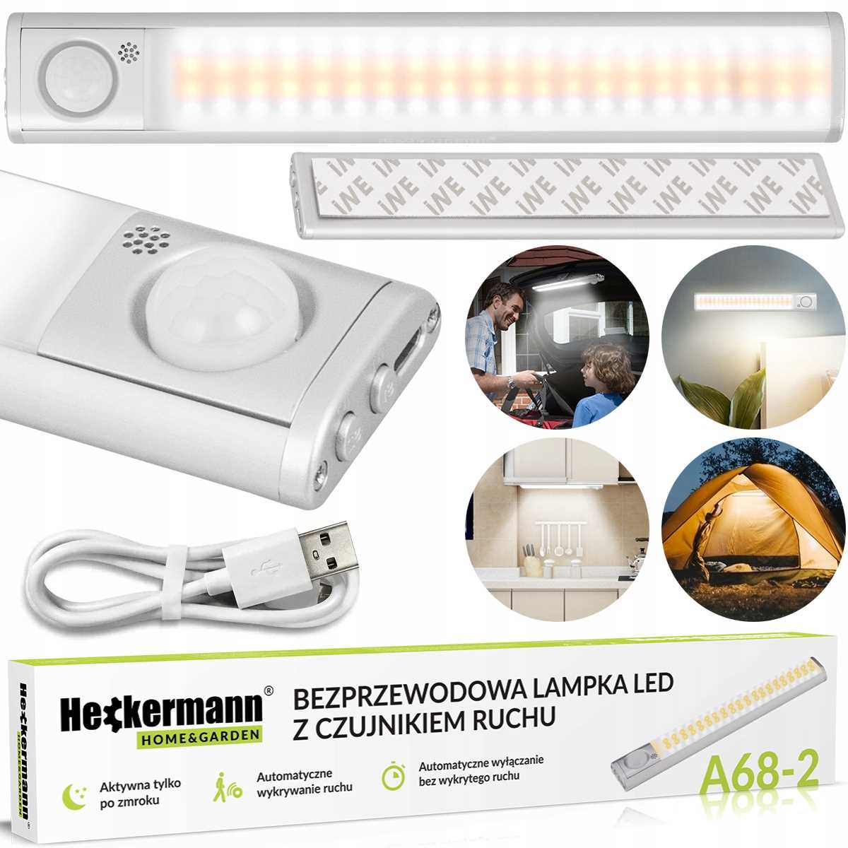 Lampa s detektorom pohybu 80LED 22cm Heckermann A68-2 Tricolor