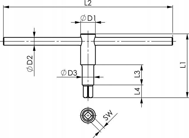 Klucz 4-kątny 12mm do uchwytu tokarskiego zew. 42069 AMF Kod producenta 42069