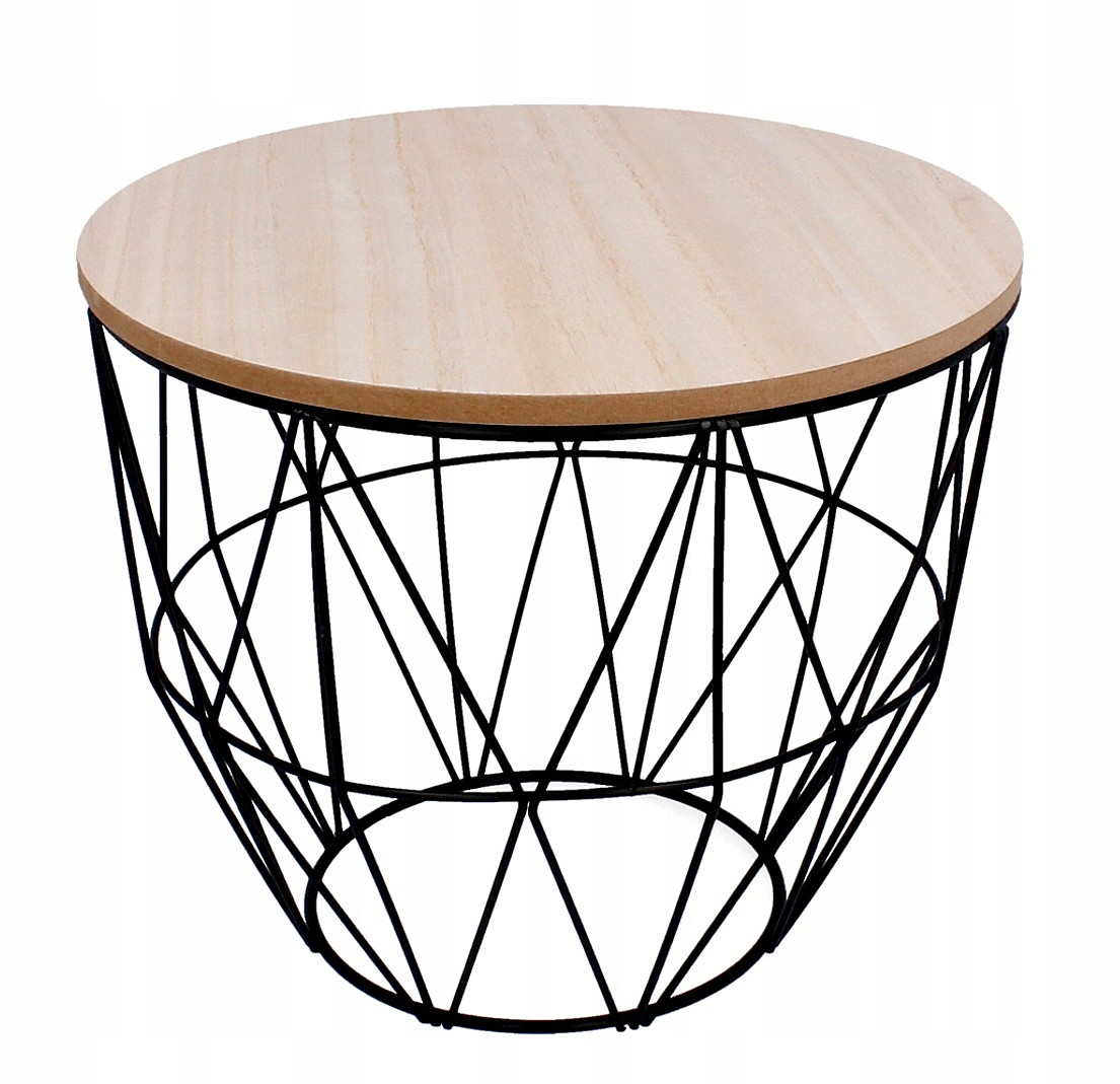 Kovový Konferenční Stolek Černý Kulatý Koš Loft