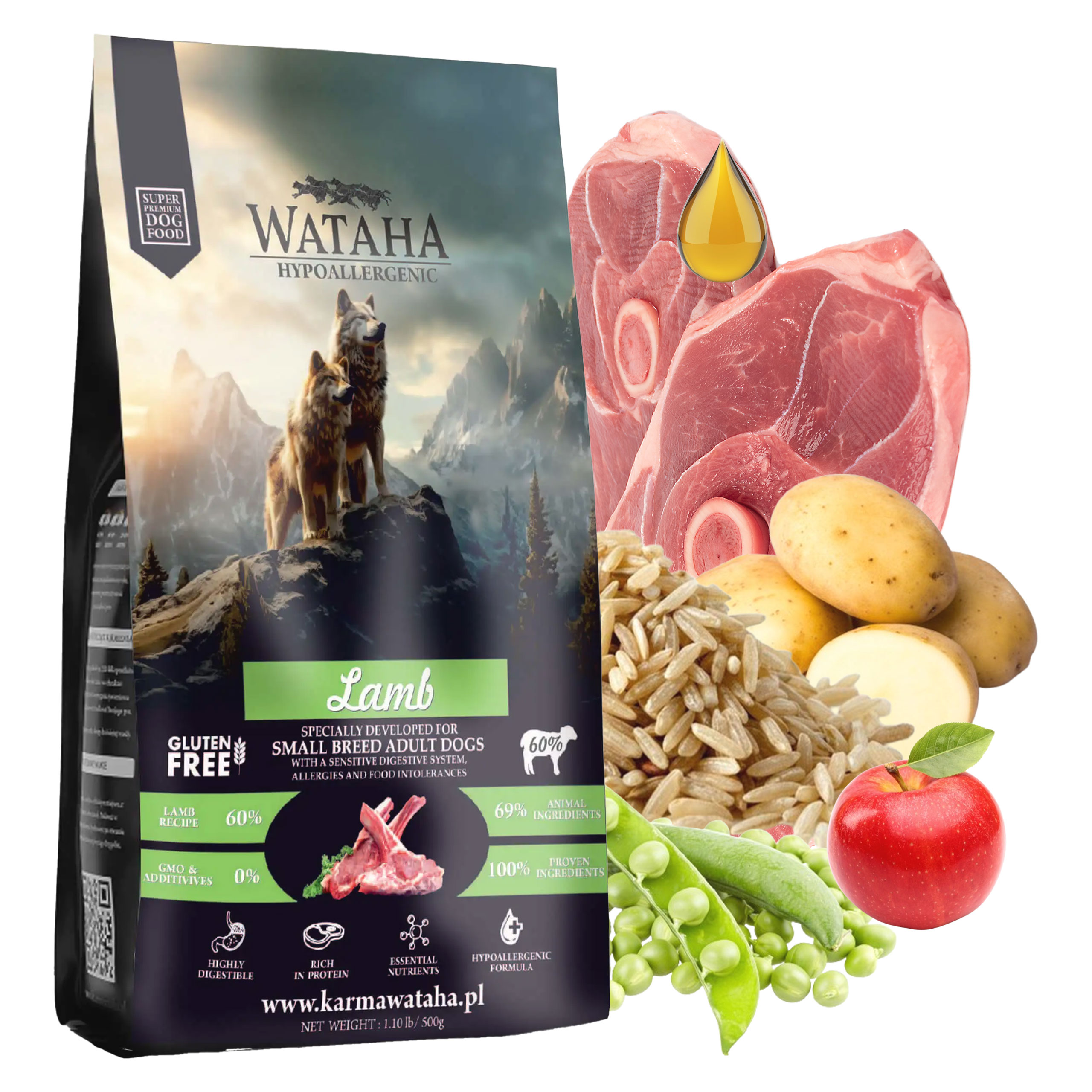 Wataha Malé plemena suché krmivo pro psy jehněčí s rýží 6 kg