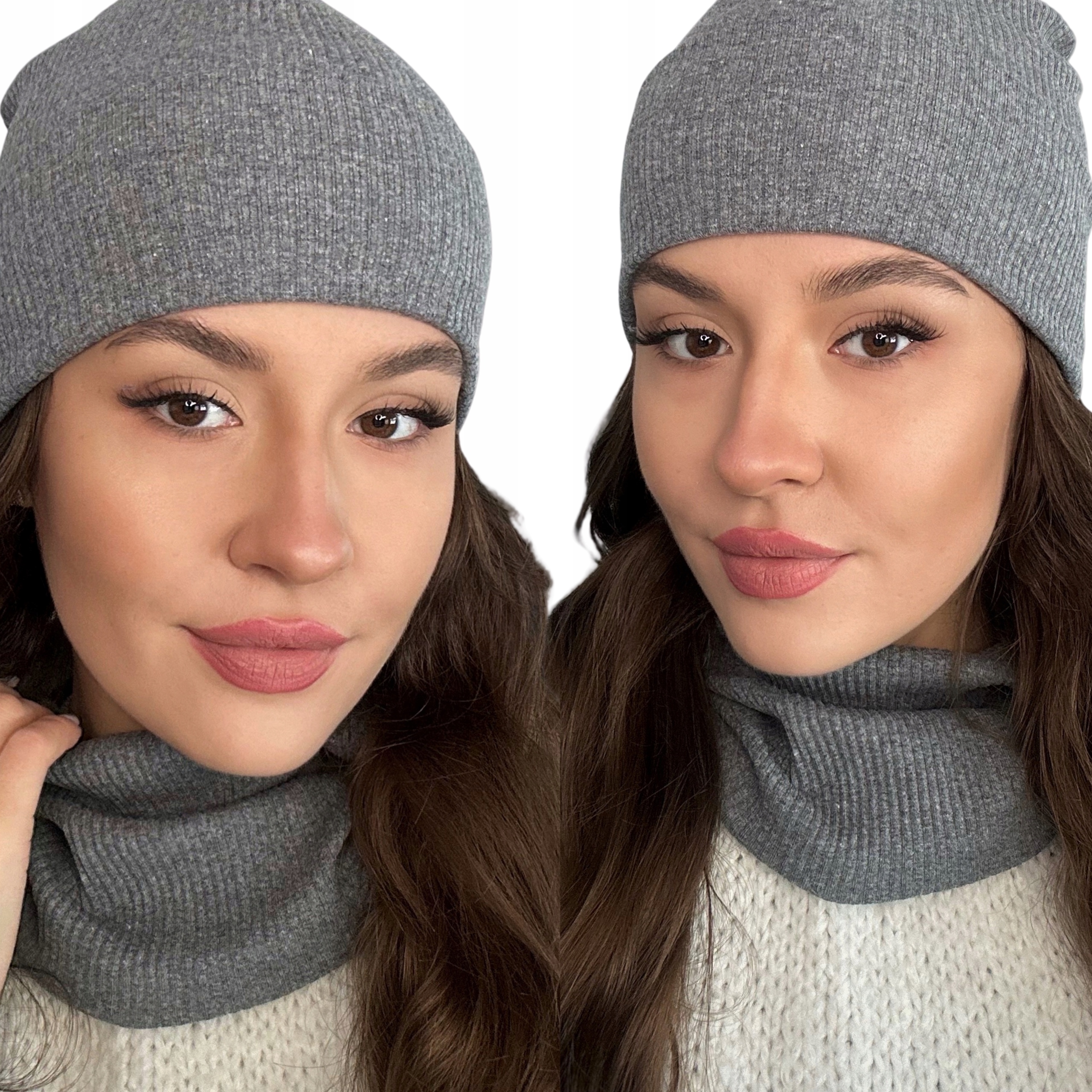 KOMPLET DAMSKI MĘSKI MŁODZIEŻ CZAPKA KOMIN WIOSNA BAWEŁNA POLSKI KOL 3026