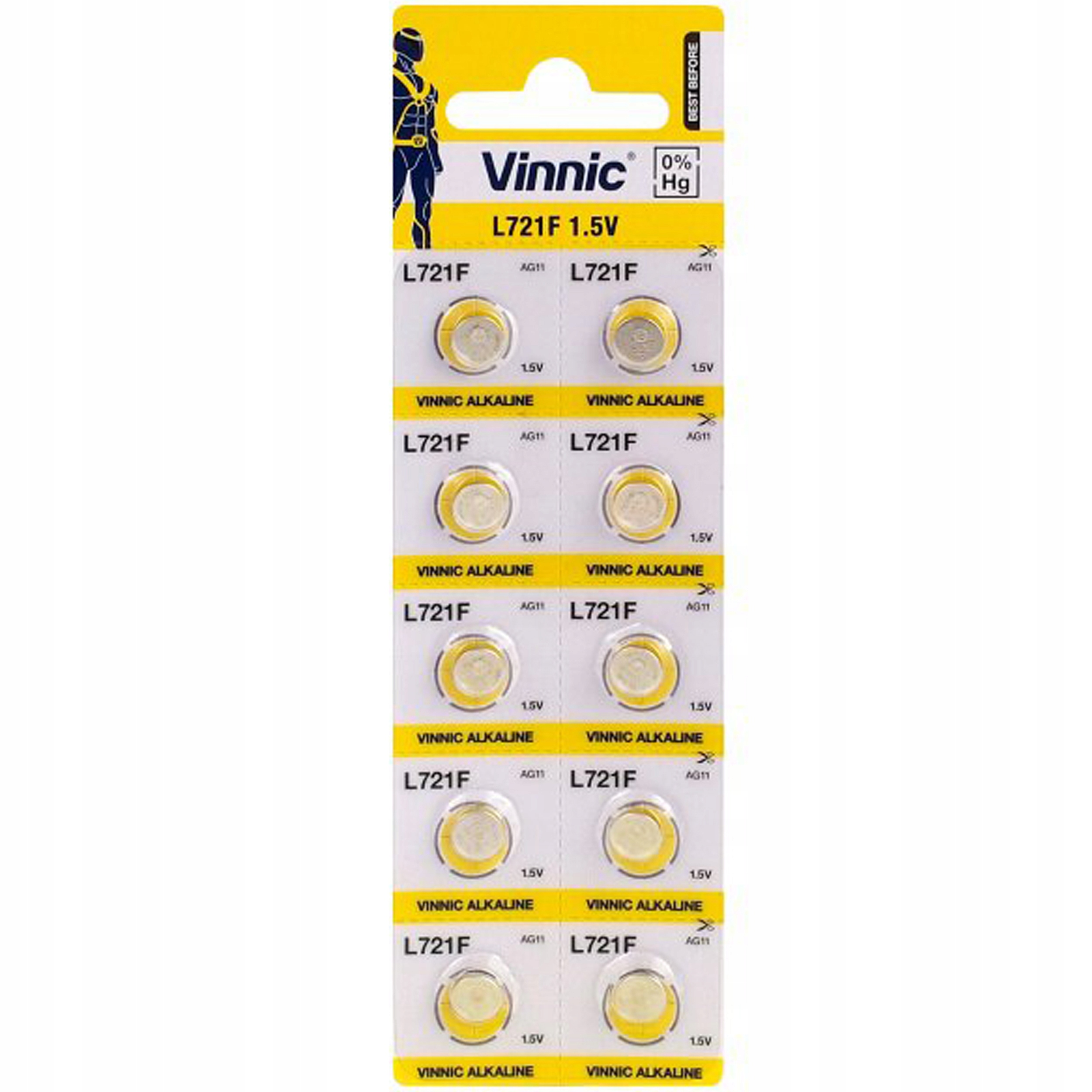 

10x Bateria Vinnic L721F AG11 G11 LR58 362 1,5V