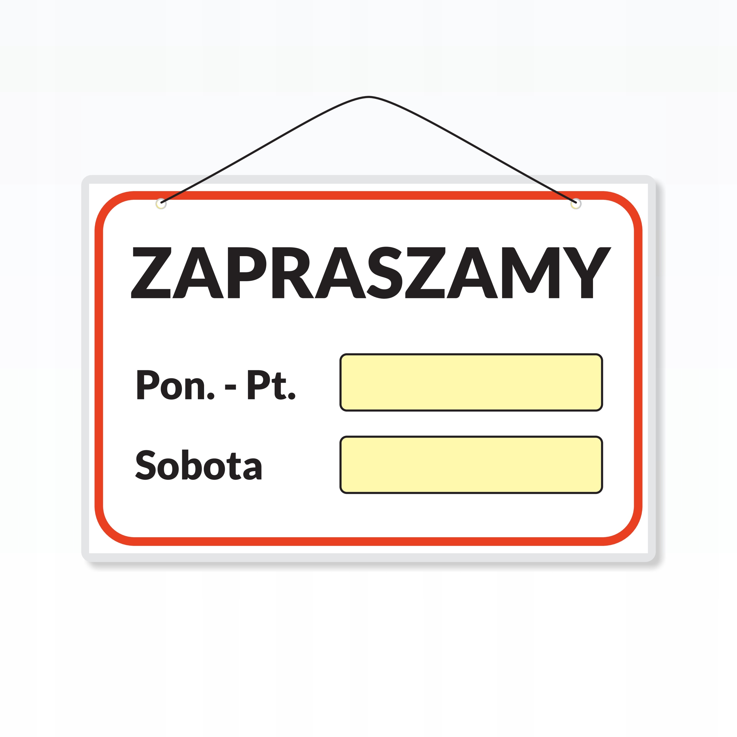 Tabliczka laminowana A5 ZAPRASZAMY PON-PT SOBOTA