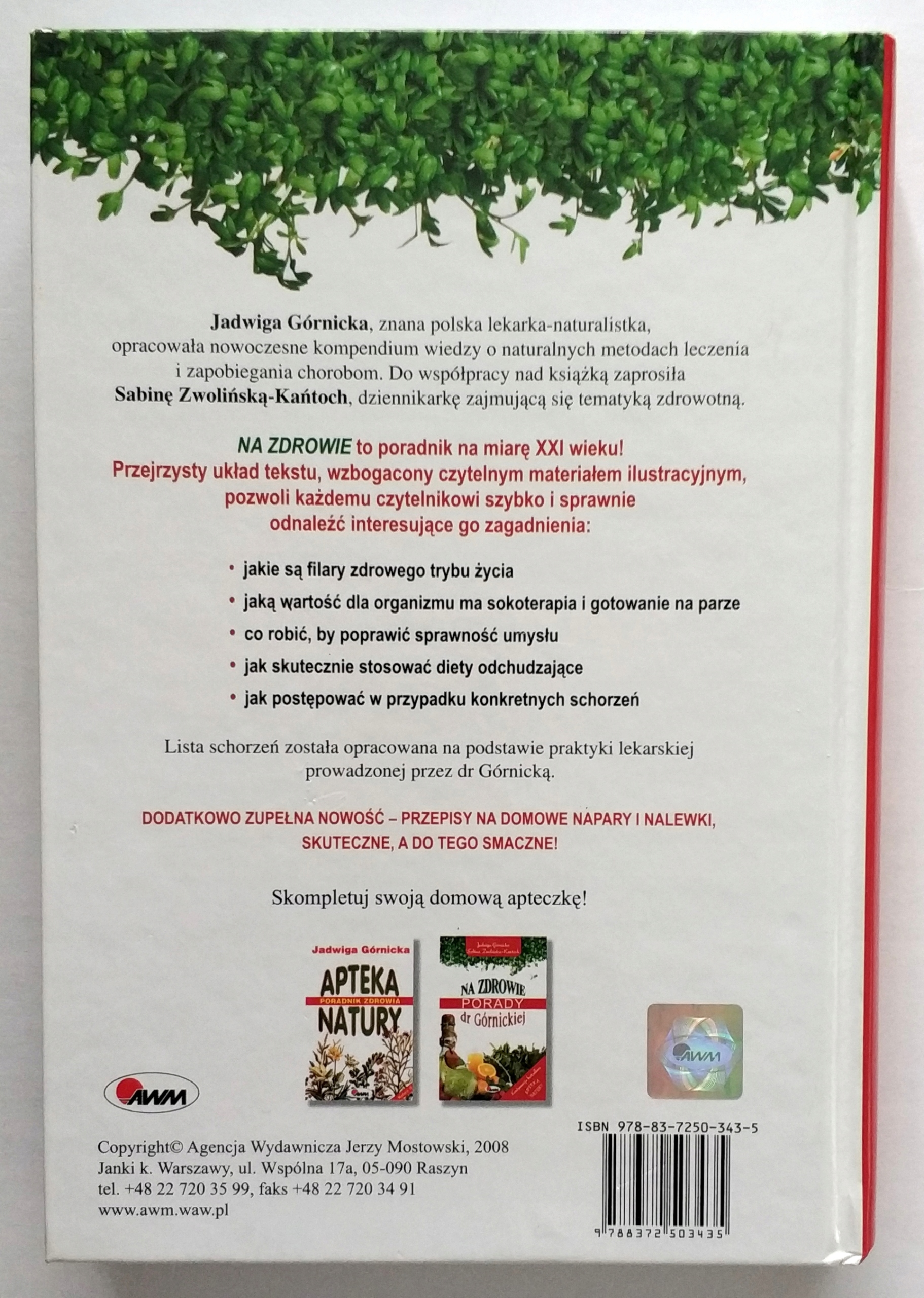 NA ZDROWIE, PORADY DR GÓRNICKIEJ, GÓRNICKA, UNIKAT Okładka twarda