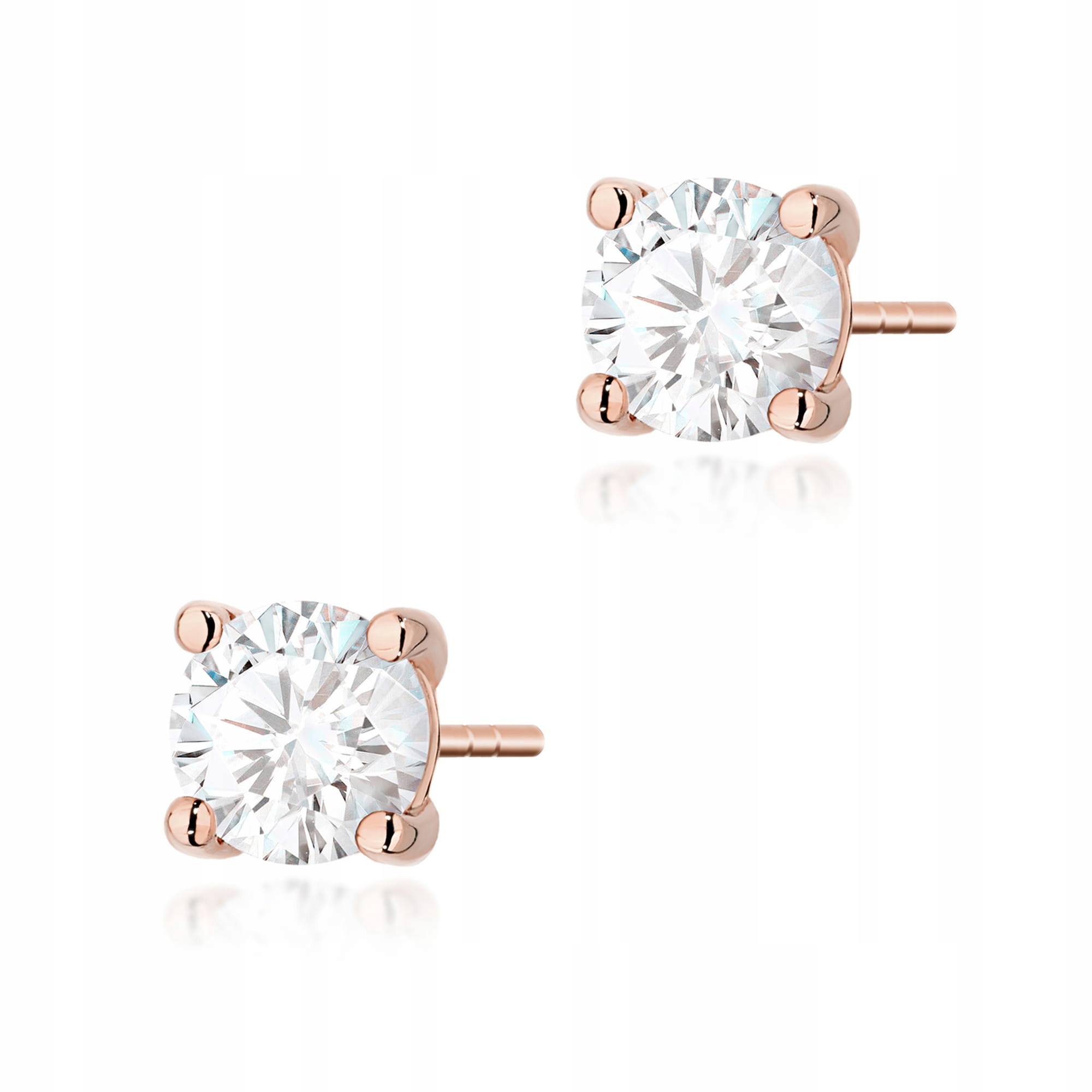 Náušnice z růžového zlata 585 s bílými diamanty 2,7 g na Valentýna 14 kt