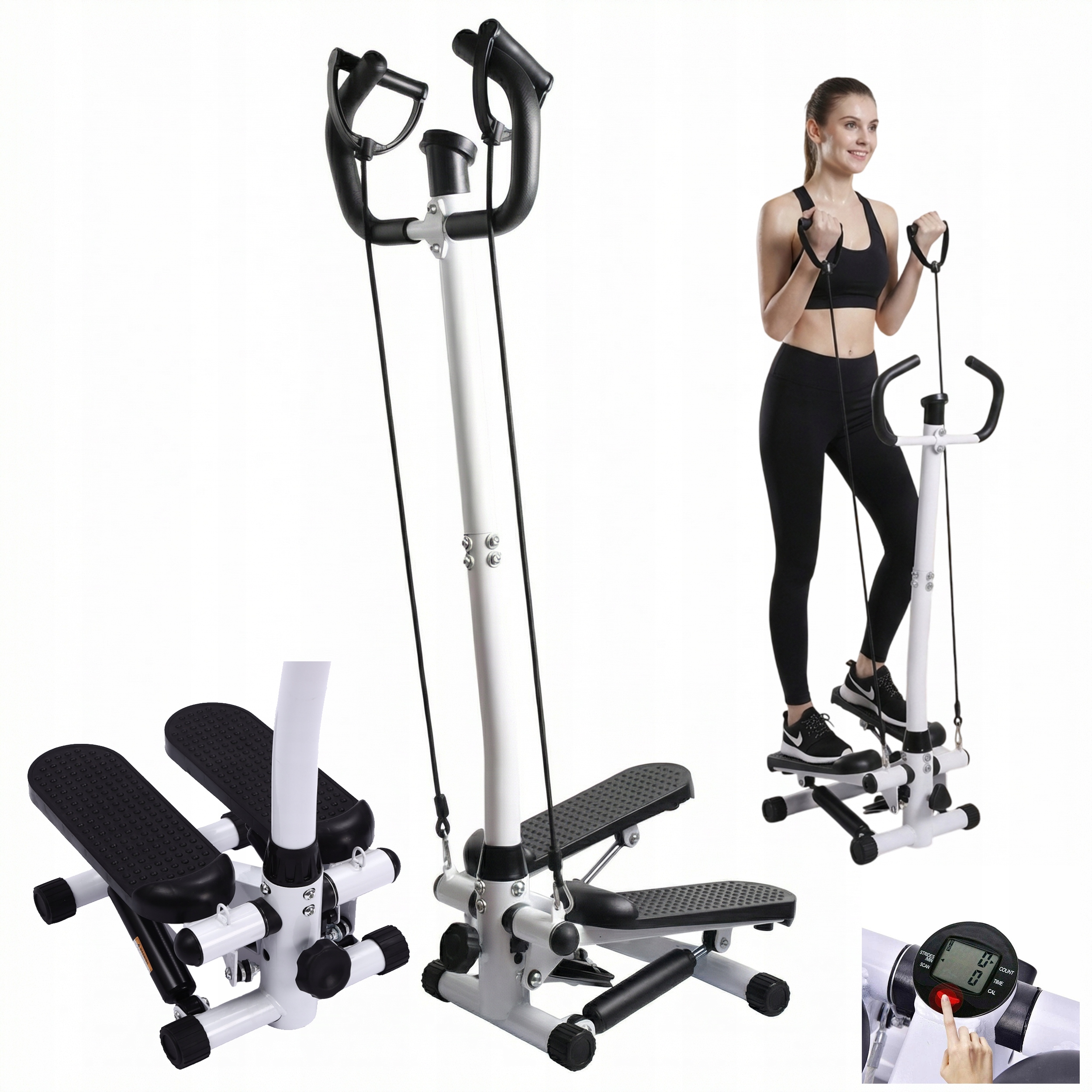 Stepper do Ćwiczeń z Kolumną i Linkami Fitness Licznik LCD Prosty