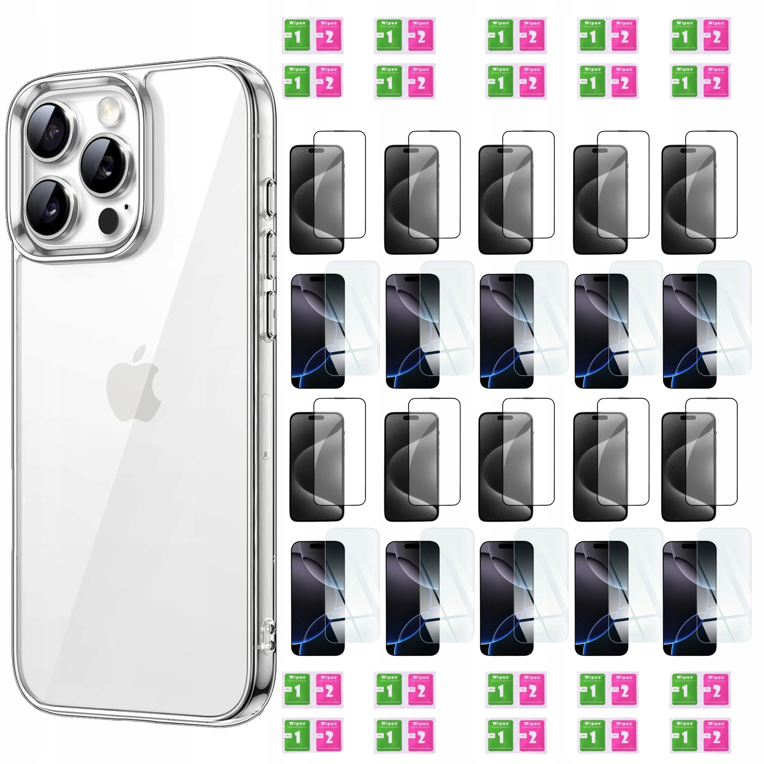 Etui do iPhone 16 Pro Przezroczyste Silikonowe Case Pancerne+ 20x Szkło I&g