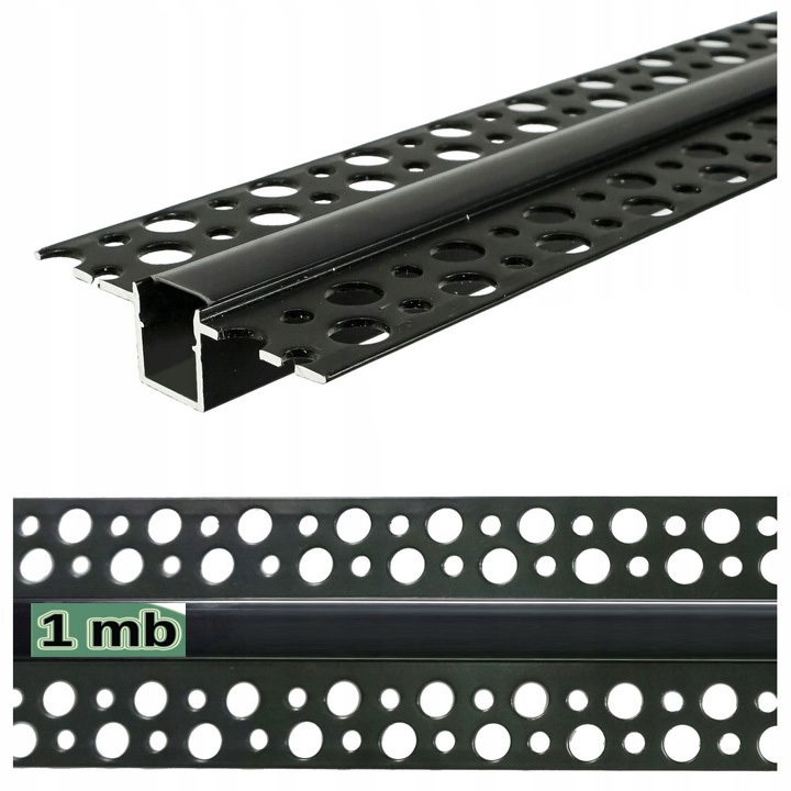 PROFIL aluminiowy do taśm LED do płyt karton-gips GK KLOSZ czarny 1m
