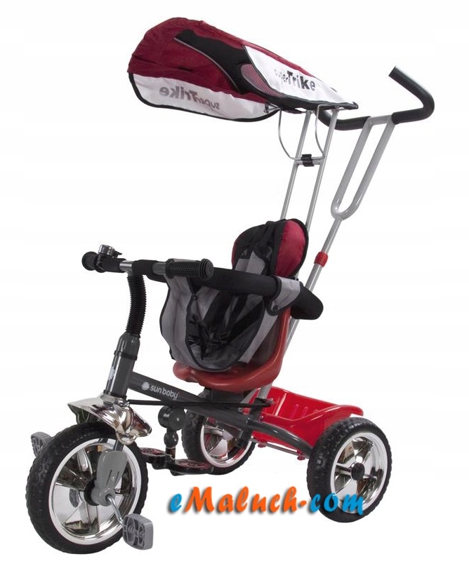 Rowerek trójkołowy sun baby z daszkiem barierką B33 red (czerwony)