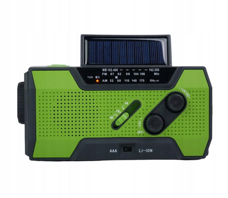 Přenosné Solární Rádio Korbka Alarm Dynamo Nouzová Svítilna Powerbank 3v1