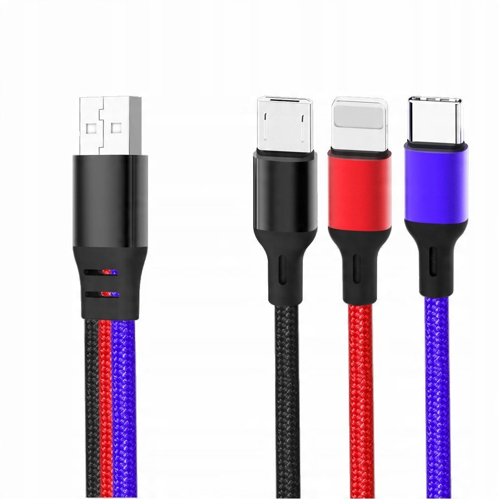 

Xo Kabel 1,2m 3w1 Usb do MicroUSB Usb-c Lightning