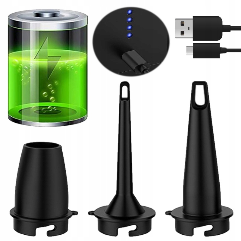 Elektryczna Pompka do Materaca Pontonu + 3 końcówki Akumulatorowa USB typ C Marka Trizand