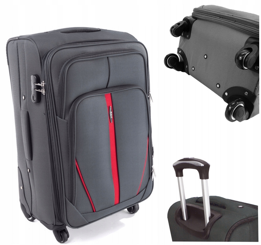 Duża Walizka Mocna XXL Codura Torba Podróżna Szara Na 4 Kółka Rgl