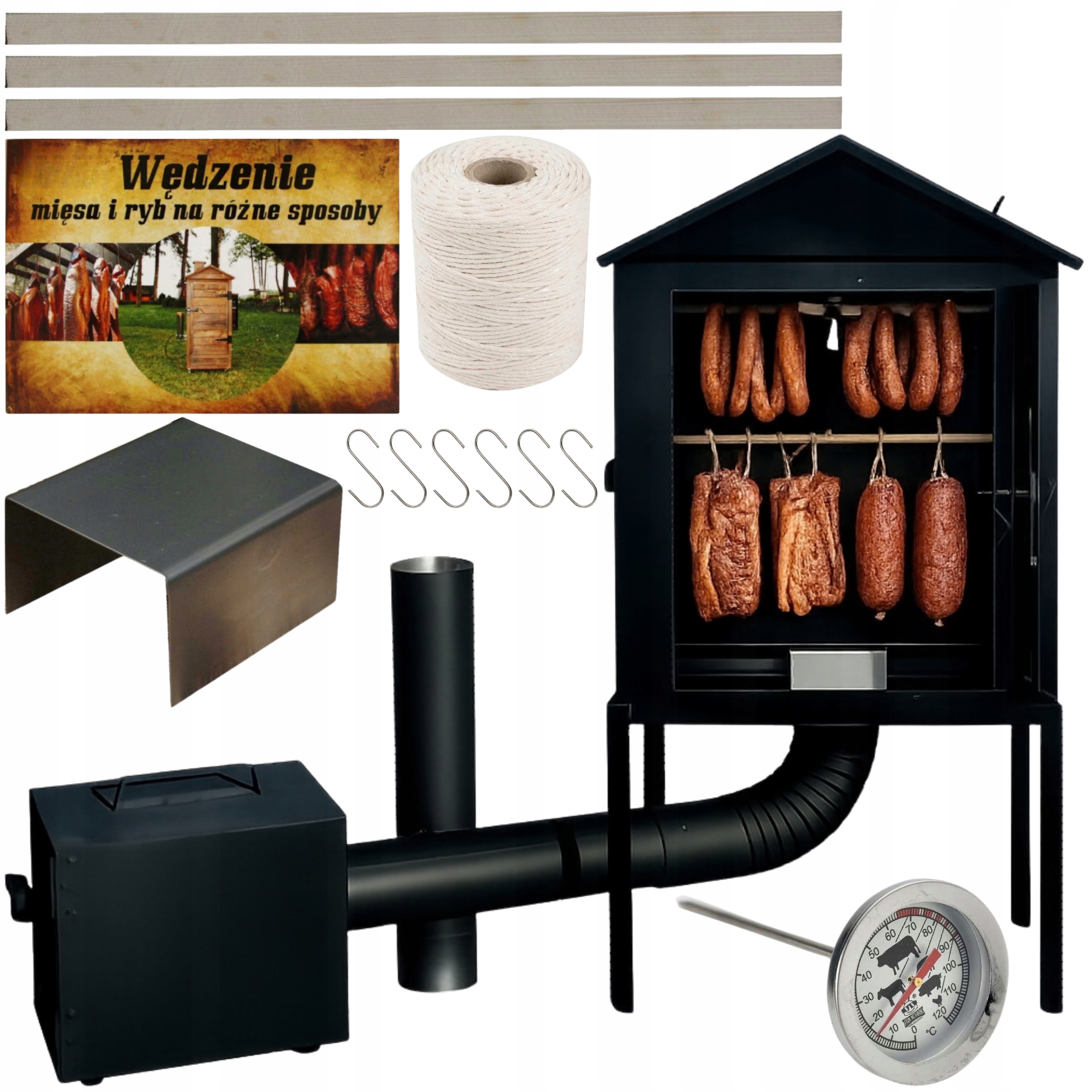 Domáca záhradná udiareň Kovové ohnisko 25x25x30 Hotová sada Darčeky