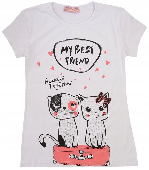 

Bluzka T-shirt Bawełna Koty brokat 140 H302o