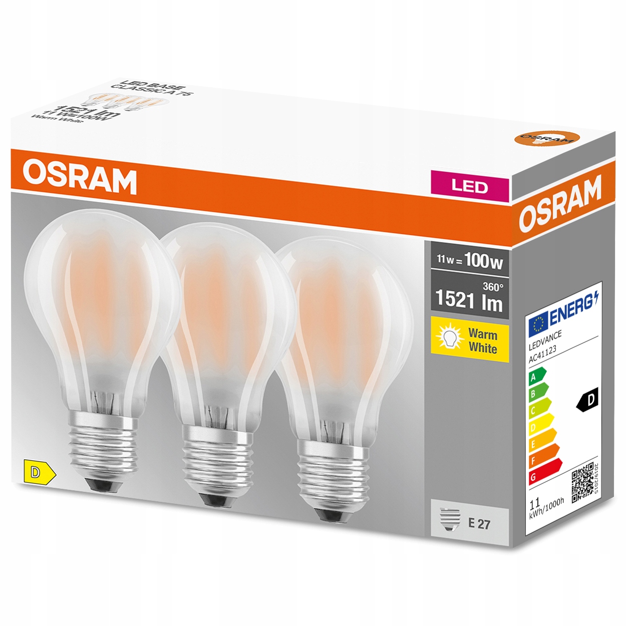 

3X Żarówka Led E27 11W 100W 2700K Filament Osram