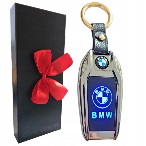 BMW ZAPALNICZKA ŻAROWA ELEGANCKI BRELOK DO KLUCZY LOGO LED ETUI KOKARDKA