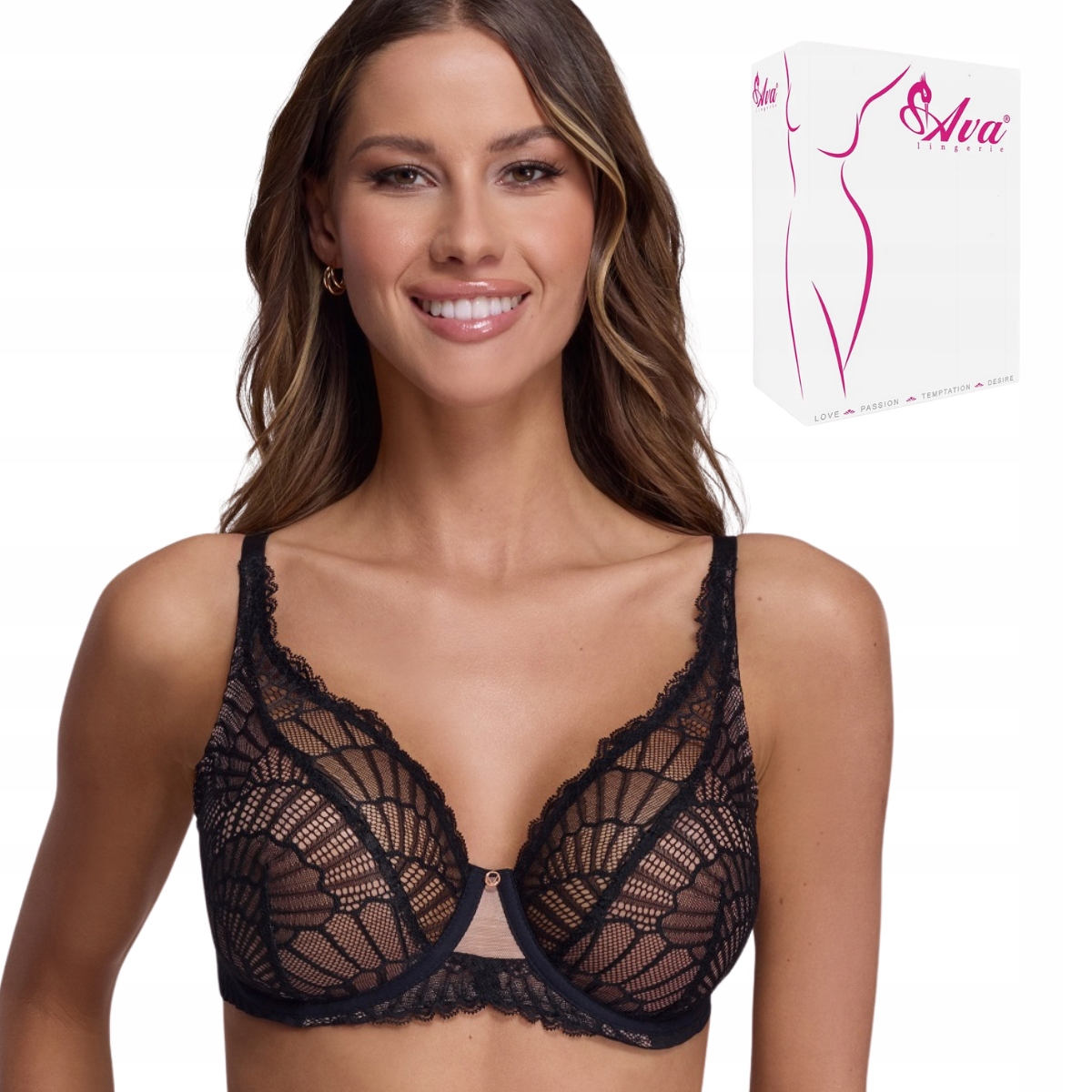 Černá měkká krajková podprsenka Ava av 2200 Černá Kód Pl velikost 75E