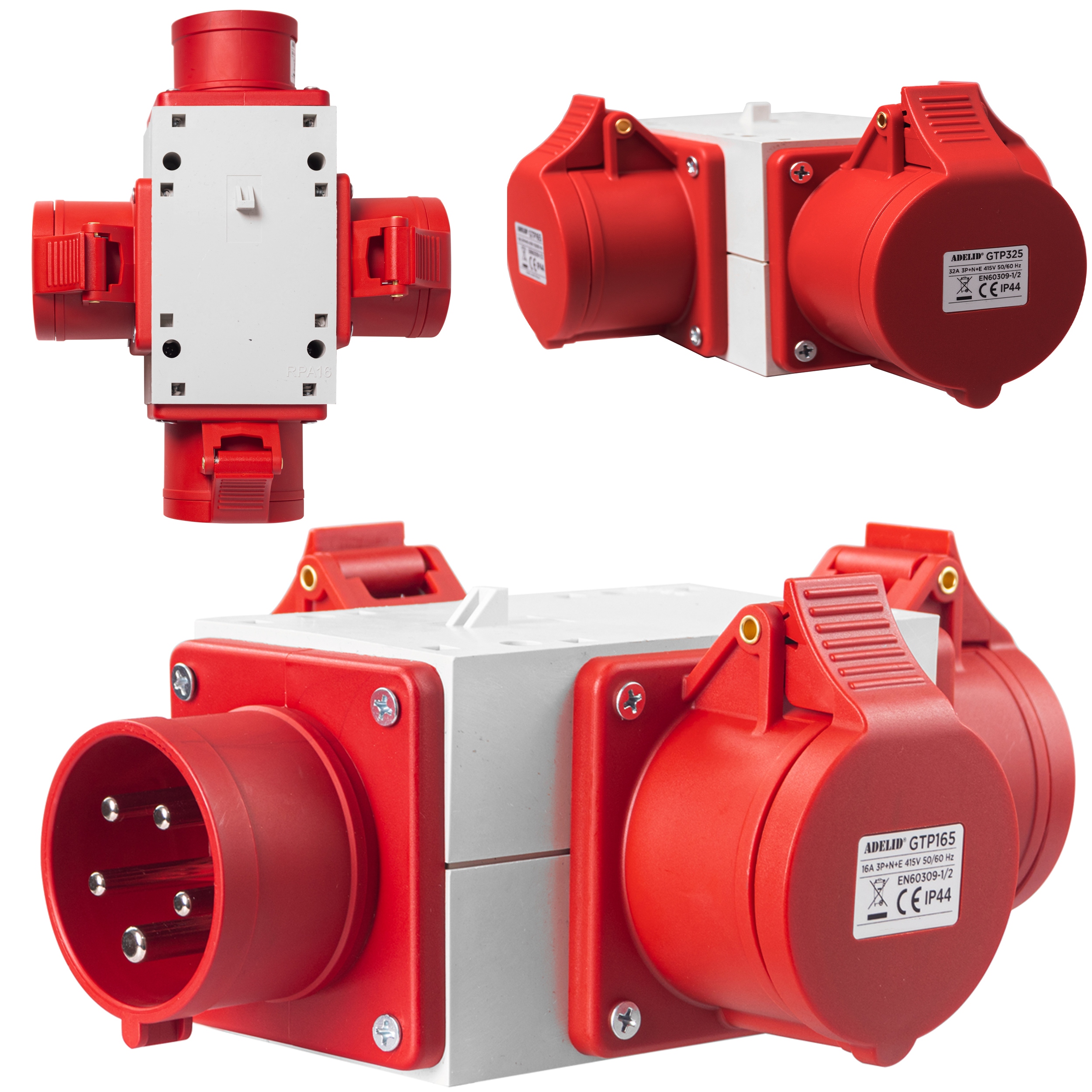 Rozgałęźnik Siłowy Rozdzielacz Kempingowy Trójnik Adapter IP44 32A 16A 5P