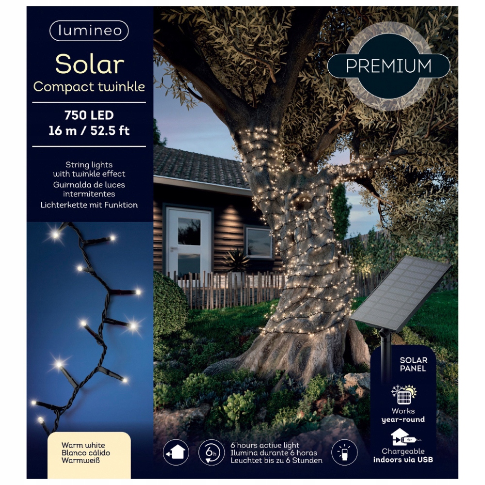 Vianočné osvetlenie na stromček 750 Led do záhrady, teplé biele, 16 m