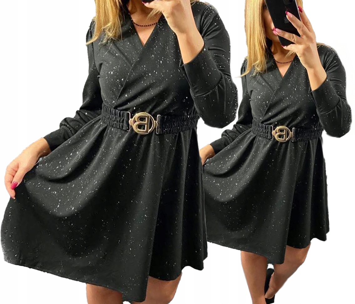 Šaty Brokátová Obálková Midi Elegantní s páskem a řasením vel. 46