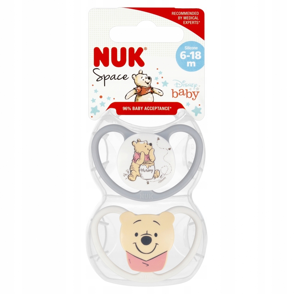 NUK SMOCZEK SILIKONOWY USPOKAJAJĄCY ANATOMICZNY SPACE 6-18M 2SZT + ETUI Wiek dziecka 6 m +