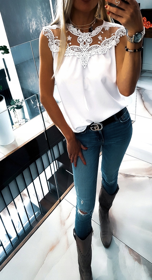 . BLUZKA ELEGANCKA KORONKA POD ŻAKIET KOSZULA TOP Płeć kobieta