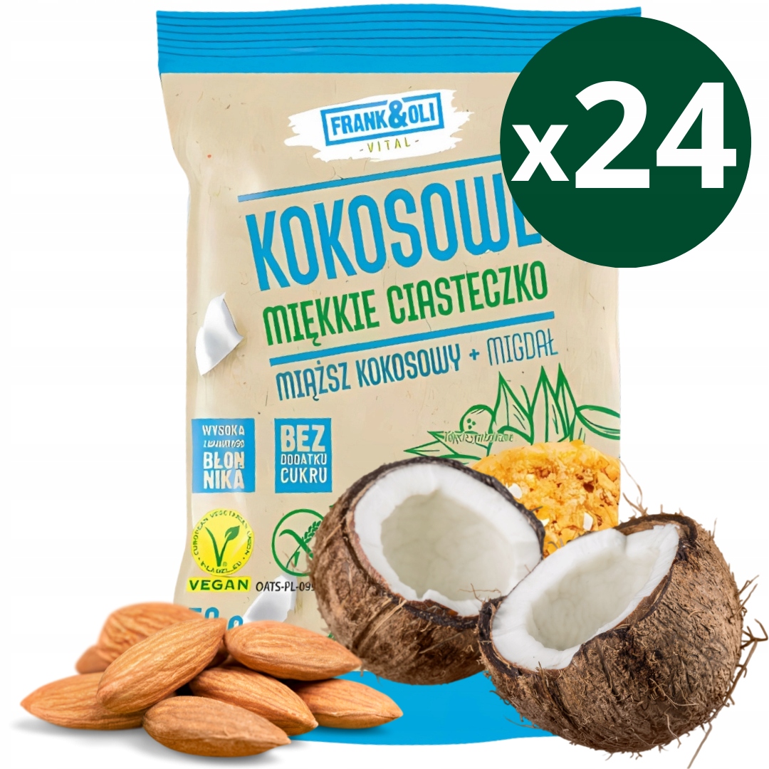 Levně 24 x Bezlepkové sušenky Bez Cukru kokos mandle 50 g Frank & Oli sušenky
