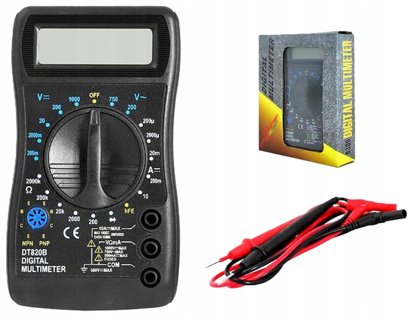 Miernik Uniwersalny Cyfrowy Multimetr 820B Wyświetlacz LCD Tester Baterii