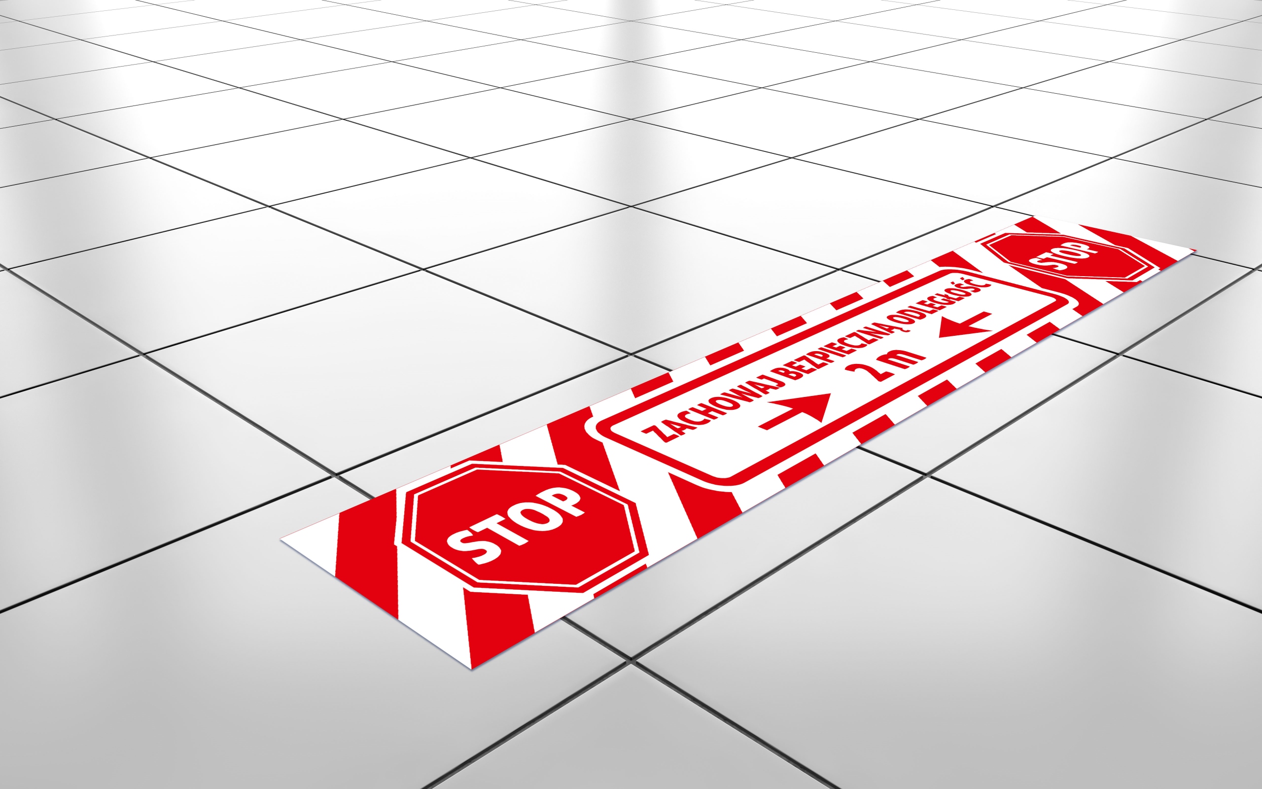 NAKLEJKA NA PODŁOGĘ 100X15 cm ZACHOWAJ ODLEGŁOŚĆ 2 Kod producenta alejestudio_bhp