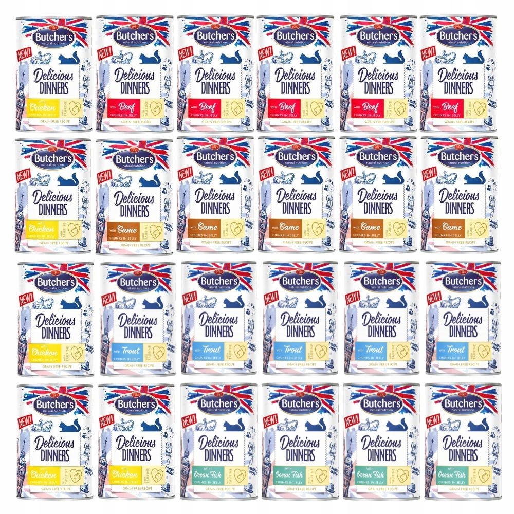 Butcher's Delicious Dinners MIX Chutí – mokré krmivo pro kočky – 24 x 400 g